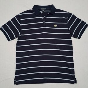 Masters Collection 60’s Two-Ply Navy and Light Blue Striped Polo Shirt